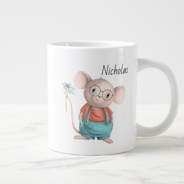 Cute Little Mouse Animal Tecknad Coffee Mugg Jumbo Mugg (Höger)