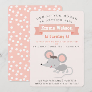 Cute Little Mouse - Barns födelsedag Party Inbjudningar