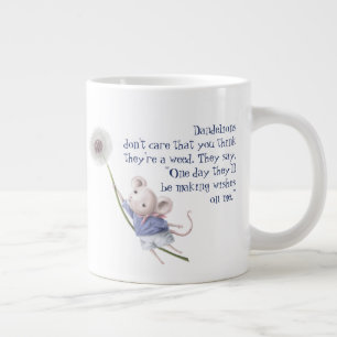Cute Little Mouse Dandelion inspirational Quote Jumbo Mugg