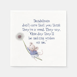 Cute Little Mouse Dandelion inspirational Quote Pappersservett