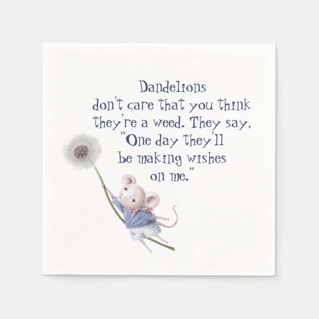 Cute Little Mouse Dandelion inspirational Quote Pappersservett (Framsidan)