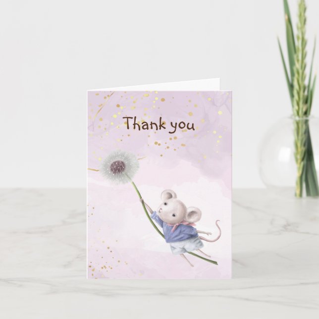 Cute Little Mouse Dandelion Watercolor Tack (Framsida)