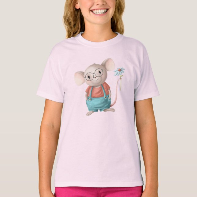 Cute Little Mouse Tecknad T Shirt (Framsida)
