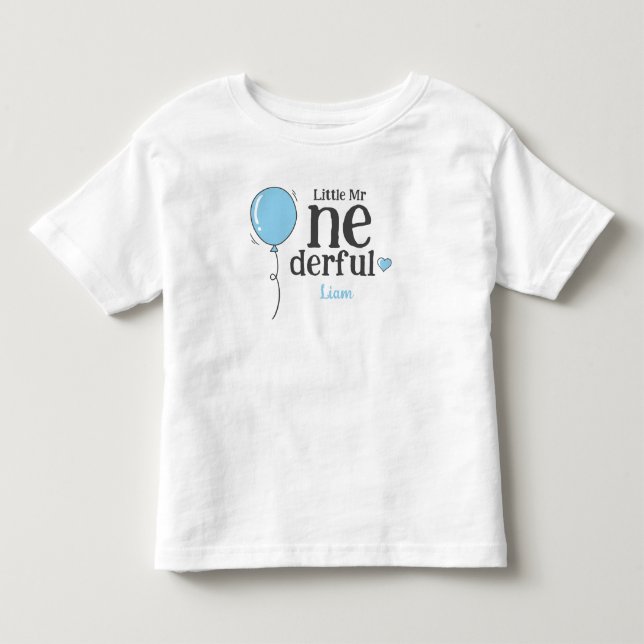 Cute Little Mr Onederful First Birthday Balloon T Shirt (Framsida)