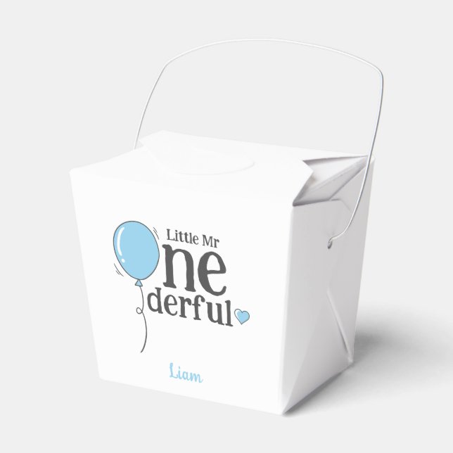 Cute Little Mr Onederful First Birthday Blue Presentaskar (Framsidan Sidan)