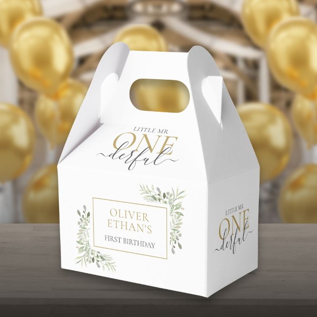 Cute Little Mr ONEGreat First Birthday Elegant Presentaskar (Cute Little Mr ONEderful First Birthday Elegant Favor Box)