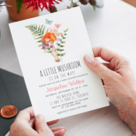 Cute Little Mushroom Baby Shower Inbjudningar