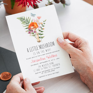 Cute Little Mushroom Baby Shower Inbjudningar