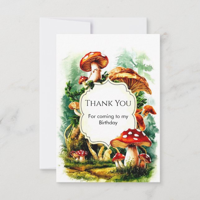 Cute Little Mushroom Birthday Tack Kort (Framsida)