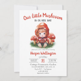 Cute Little Mushroom Cottagecore Baby Shower Inbjudningar