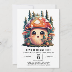 Cute Little Mushroom Fantasy Birthday Inbjudningar