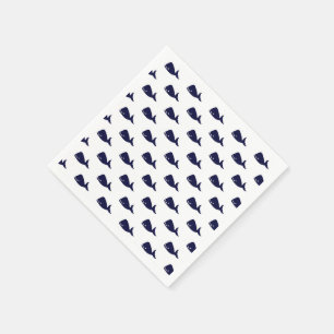 Cute Little Navy Blue Whale Mönster på White Pappersservett
