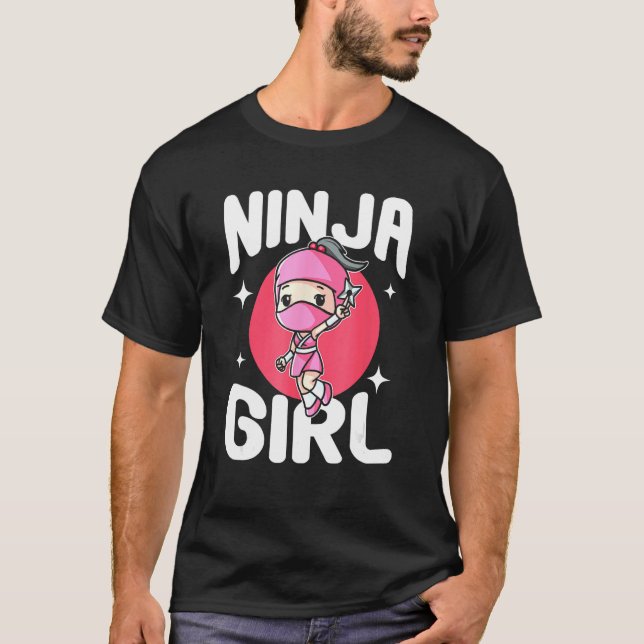 Cute Little Ninja Fighter Princess Ninja Girl T Shirt (Framsida)