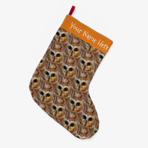 Cute Little Northern Saw Whet Uggla Stor Julstrumpa