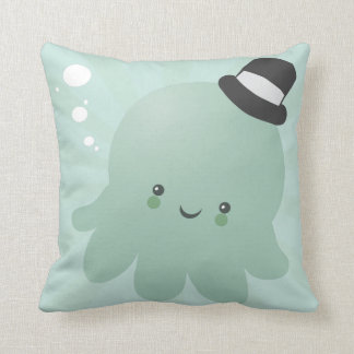 Cute Little Octopus med svart Top hat Kudde