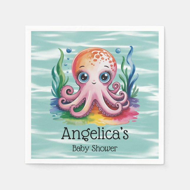 Cute Little Octopus under Sea Pappersservett (Framsidan)