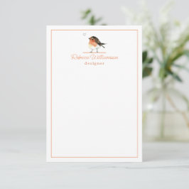 Cute Little Orange Robin Elegant Personlig Anteckningskort