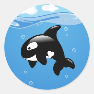 Cute Little Orca på Aqua Runt Klistermärke