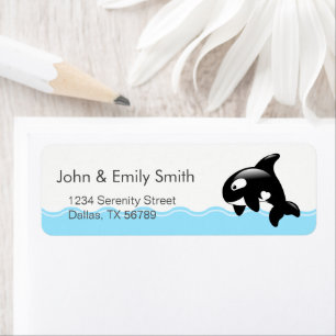 Cute Little Orca Whale Adress Returadress Etikett