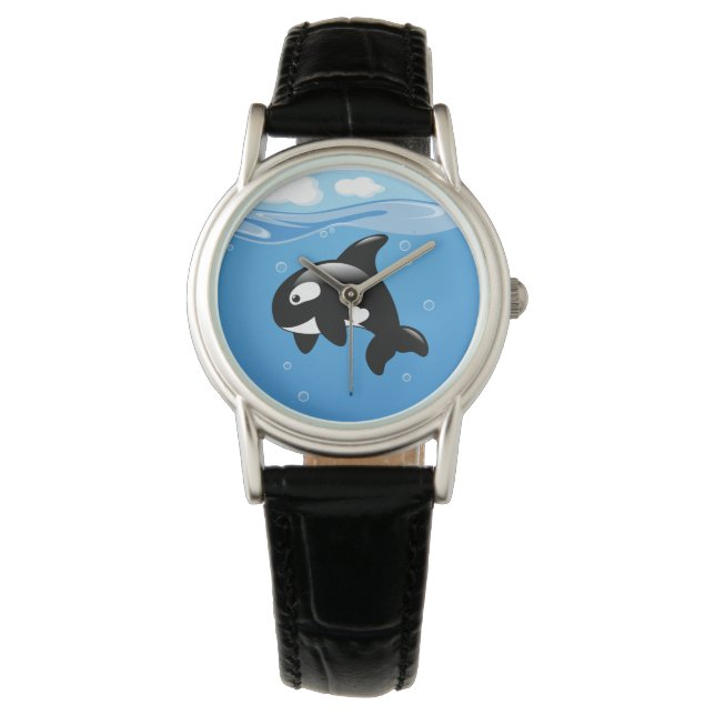 Cute Little Orca Whale i Ocean Armbandsur (Framsida)