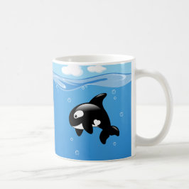 Cute Little Orca Whale i Ocean Kaffemugg