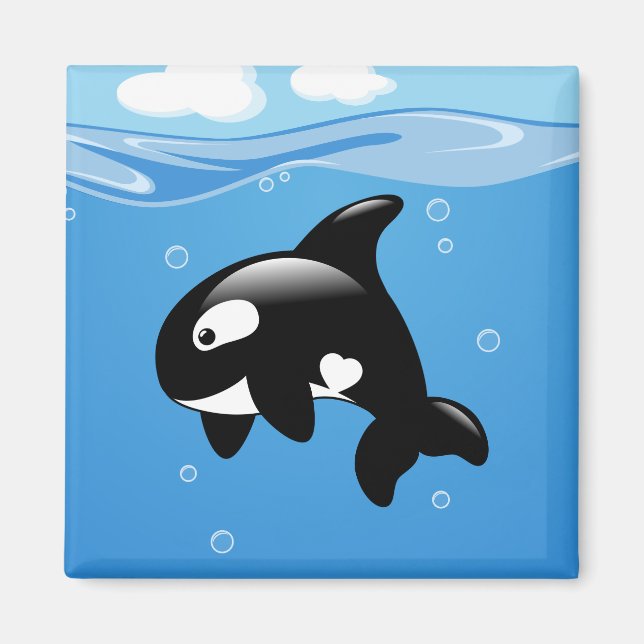 Cute Little Orca Whale i Ocean Magnet (Framsidan)