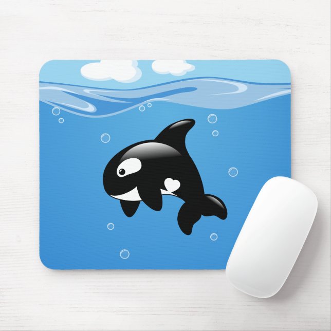 Cute Little Orca Whale i Ocean Musmatta (Med mus)