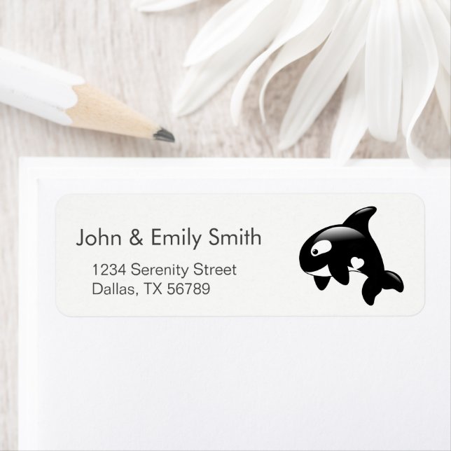 Cute Little Orca Whale Returadress Etikett (Insitu)
