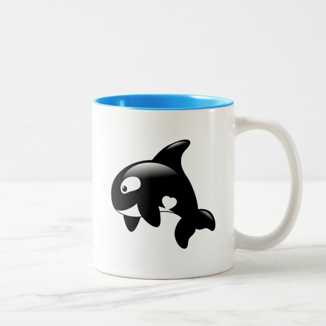 Cute Little Orca Whale Två-Tonad Mugg (Höger)