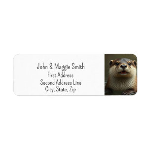 Cute Little Otter Wildlife Animal Nature Returadress Etikett