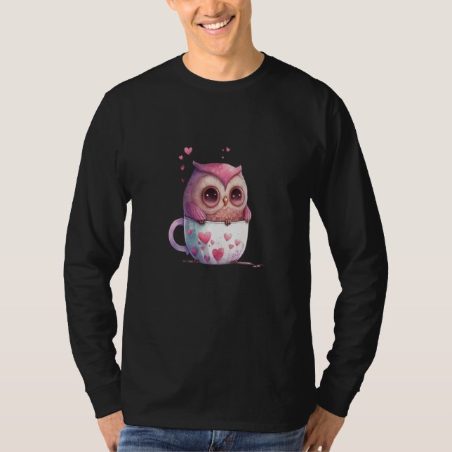 Cute Little Owl Valetines Animal Love  20 T Shirt (Framsida)