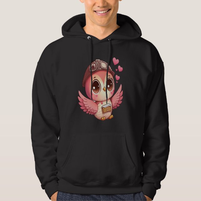 Cute Little Owl Valetines Animal Love  8 Hoodie (Framsida)
