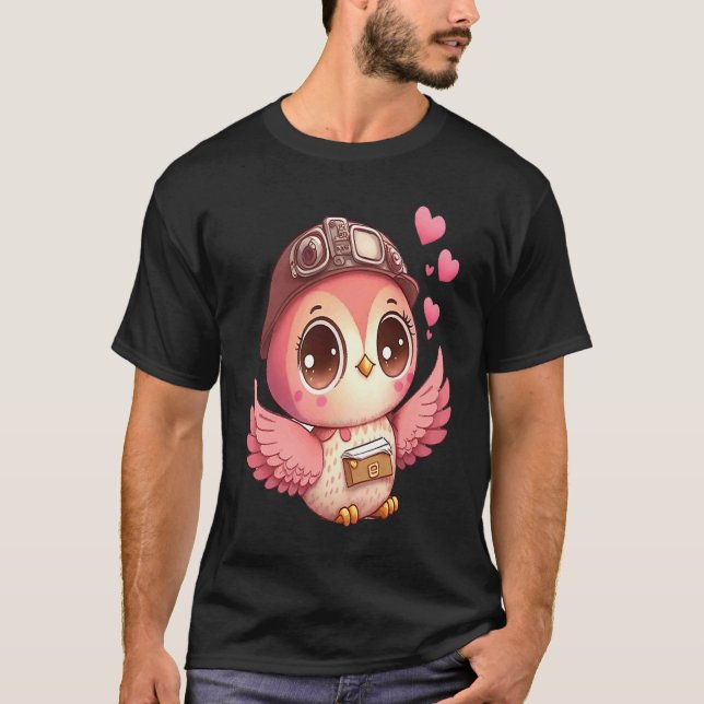 Cute Little Owl Valetines Animal Love  8 T Shirt (Framsida)