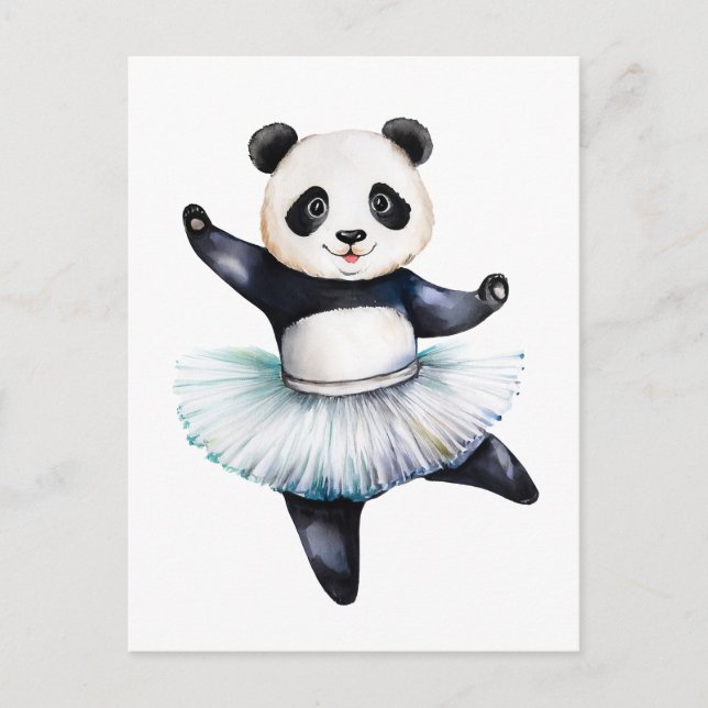 Cute Little panda ballerina dansballet Helg Vykort (Framsida)