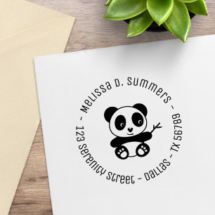 Cute Little Panda Bamboo Round Adress 4 Stämpel
