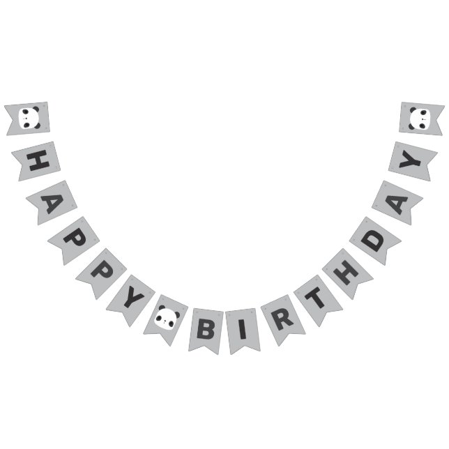 Cute Little Panda Bear Birthday Bunting Flaggor (Alla)