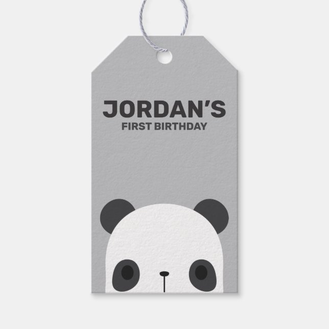 Cute Little Panda Bear Birthday Presentetikett (Framsidan)