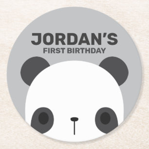 Cute Little Panda Bear Birthday Underlägg Papper Rund