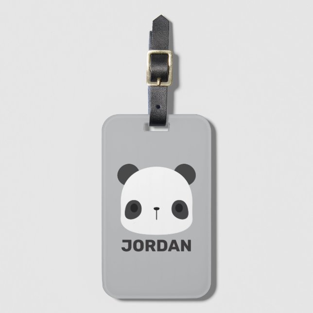 Cute Little Panda Bear med Personlig Namn Bagagebricka (Framsida vertikal)
