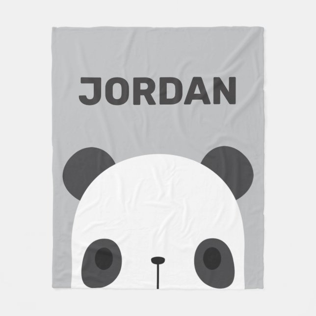 Cute Little Panda Bear med Personlig Namn Fleecefilt (Framsidan)