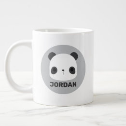Cute Little Panda Bear med Personlig Namn Jumbo Mugg