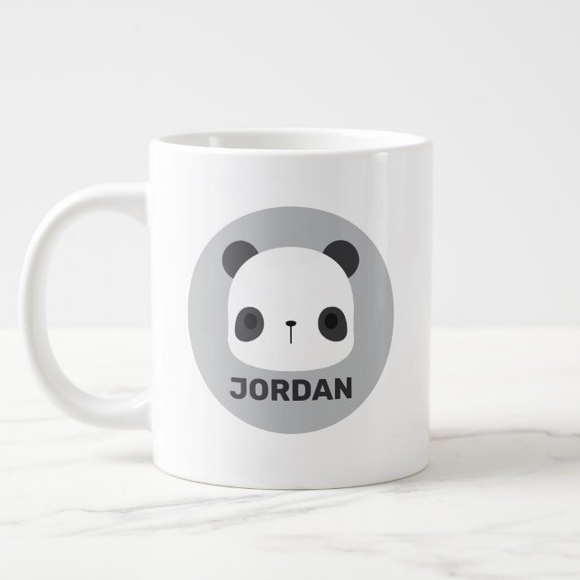 Cute Little Panda Bear med Personlig Namn Jumbo Mugg (Vänster)