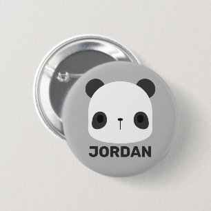 Cute Little Panda Bear med Personlig Namn Knapp