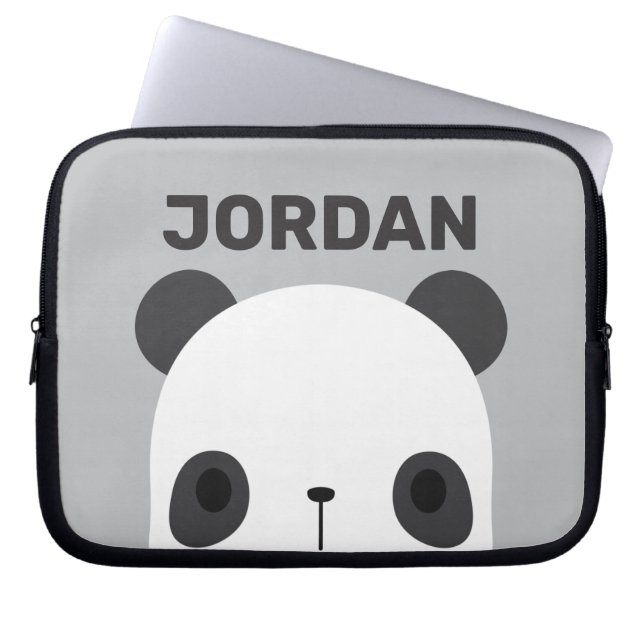 Cute Little Panda Bear med Personlig Namn Laptop Fodral (Framsidan)
