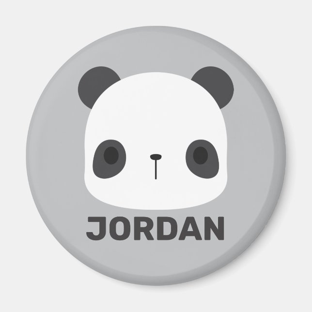 Cute Little Panda Bear med Personlig Namn Magnet (Framsidan)