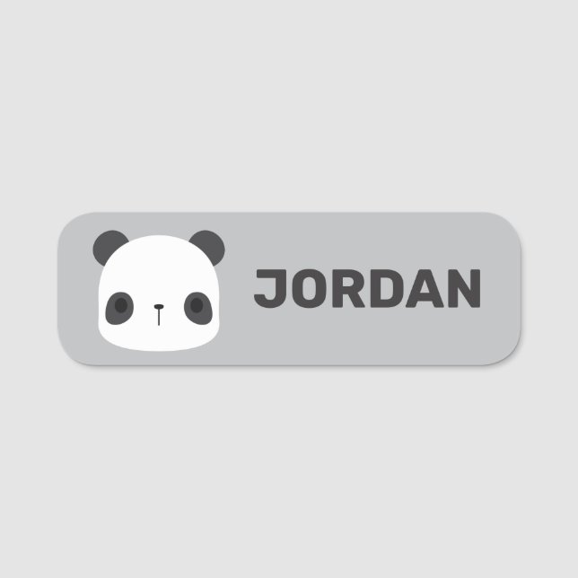 Cute Little Panda Bear med Personlig Namn Namnbricka (Framsida)