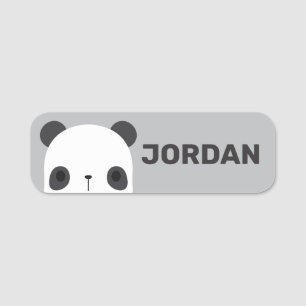 Cute Little Panda Bear med Personlig Namn Namnbricka