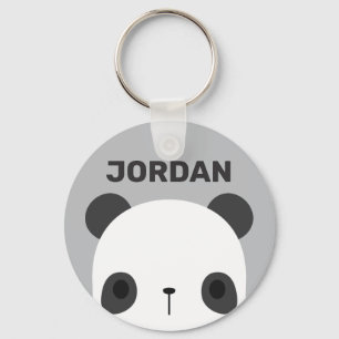 Cute Little Panda Bear med Personlig Namn Nyckelring