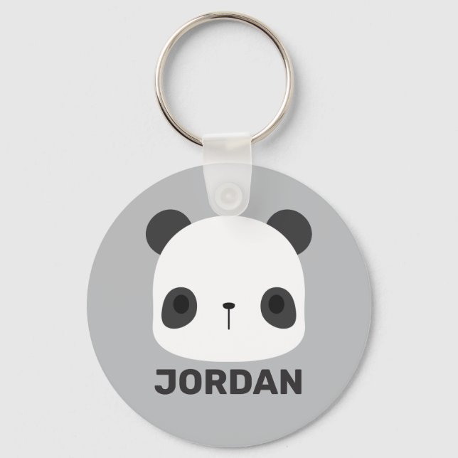 Cute Little Panda Bear med Personlig Namn Nyckelring (Framsida)
