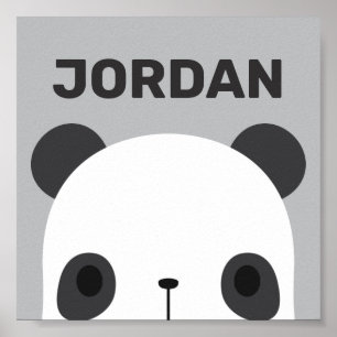 Cute Little Panda Bear med Personlig Namn Poster